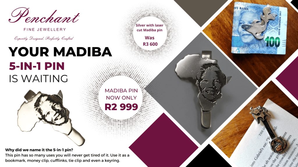 Get your 5-in-1 silver with laser engraved Madiba pin.