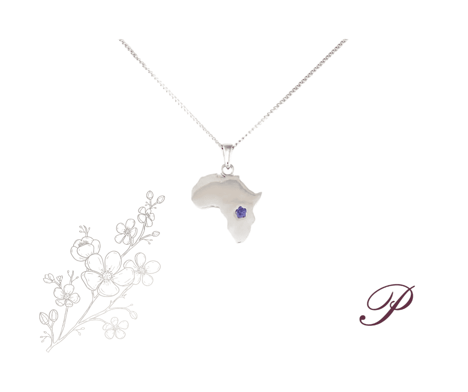 Tanzanite with daisy cut-out pendant. 9k White Gold and the darling stone of Africa set in a daisy cut-out.